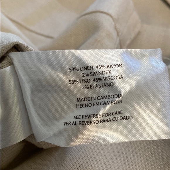 Gap Men's Size Small Linen Dress Shirt Short Sleeve Button-Up Khaki Relaxed - Picture 7 of 12